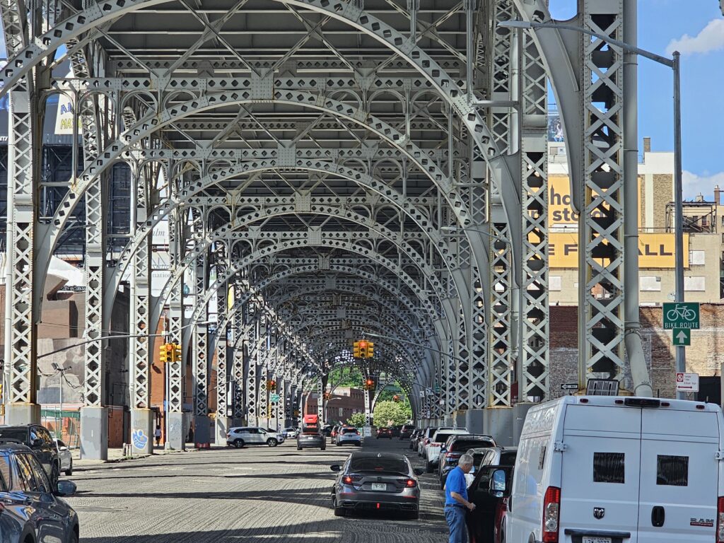 Riverside Drive Viaduct steel arches over West 125th Street Manhattanville NYC