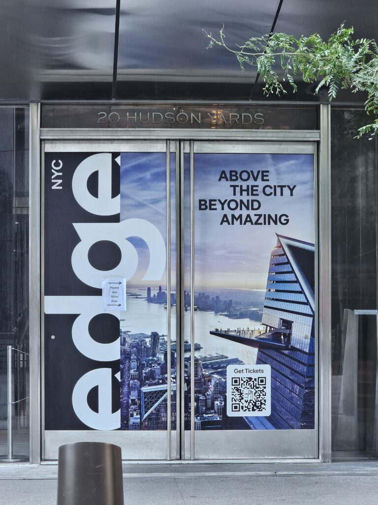 Edge NYC entrance at Hudson Yards on West 33rd Street Manhattan