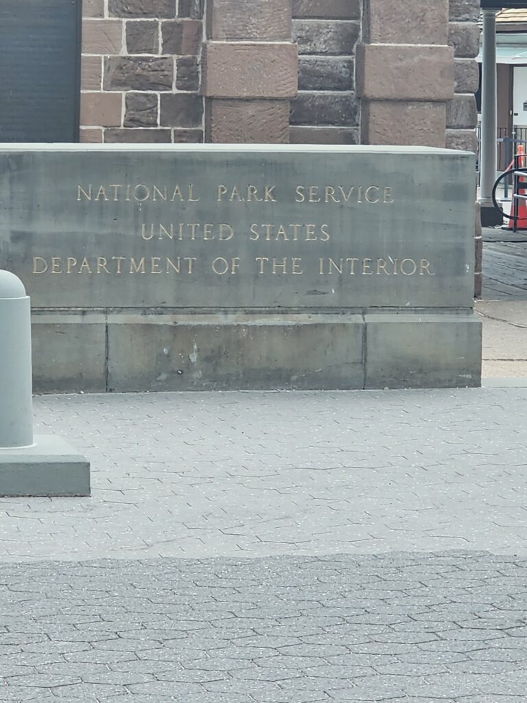 National Park Service United States Department of Interior Liberty Island sign