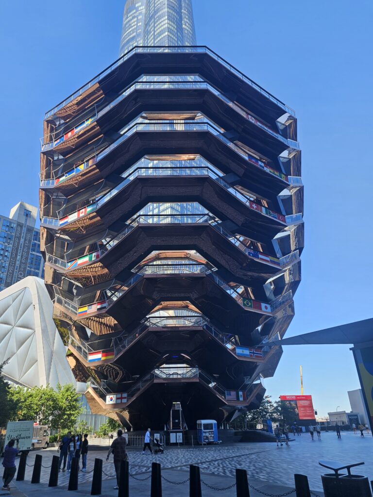 The Vessel Hudson Yards NYC — 150-foot copper-clad honeycomb staircase sculpture with international flags 2026
