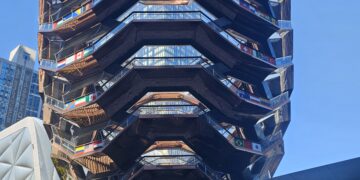 The Vessel Hudson Yards NYC — 150-foot copper-clad honeycomb staircase sculpture with international flags 2026