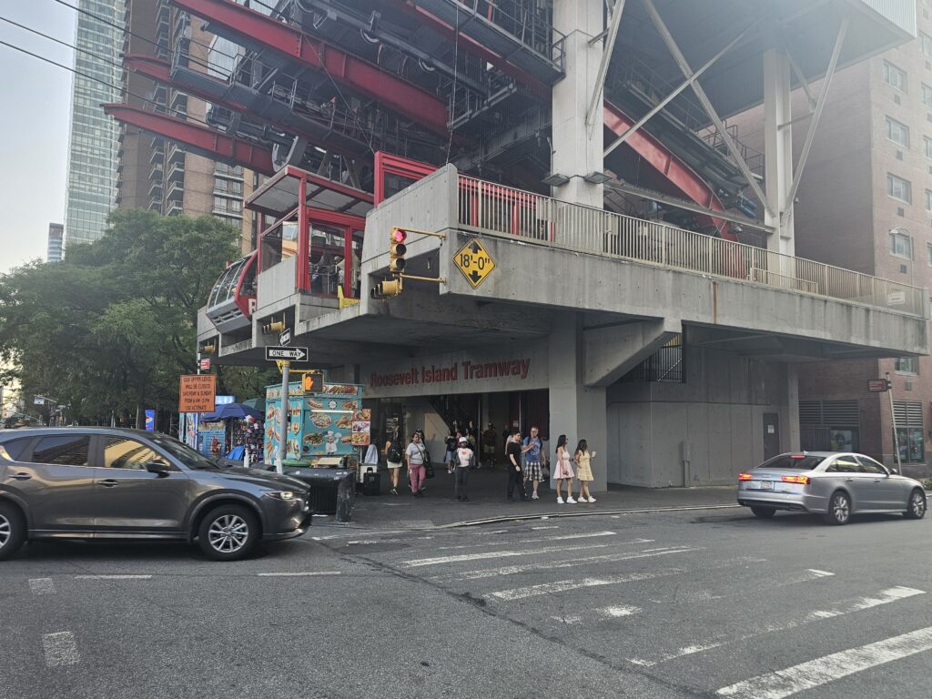 Roosevelt Island Tramway Manhattan station street view NYC
