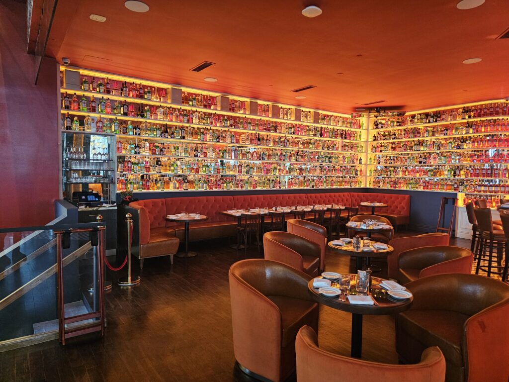 Colorful decorative wall display inside Brasserie Cognac Américain