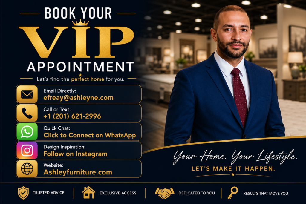 Book a VIP appointment with Elvyn Freay at Ashley Furniture
