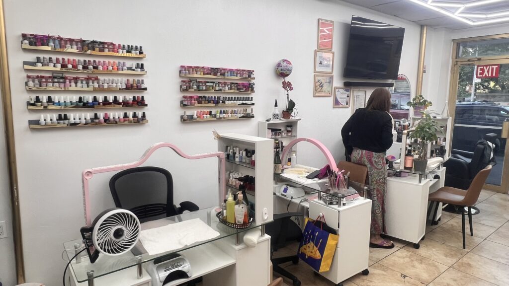 Janails Beauty Salon nail station and interior in Washington Heights NYC