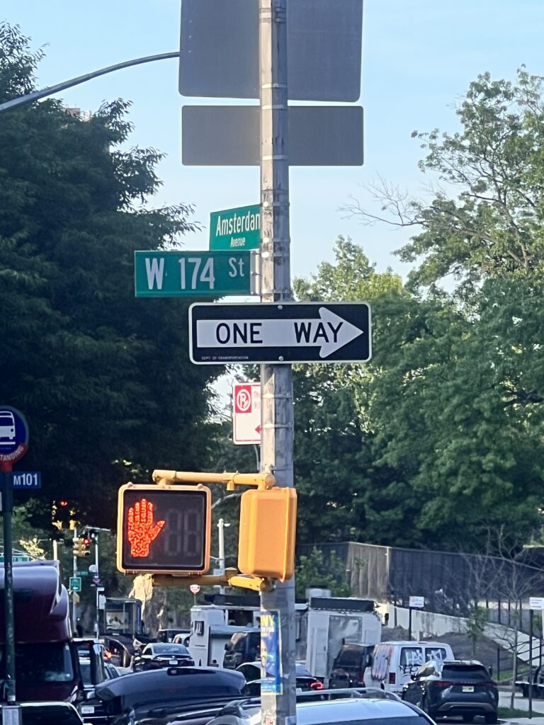 West 174th Street sign near Janails Beauty Salon Washington Heights NYC