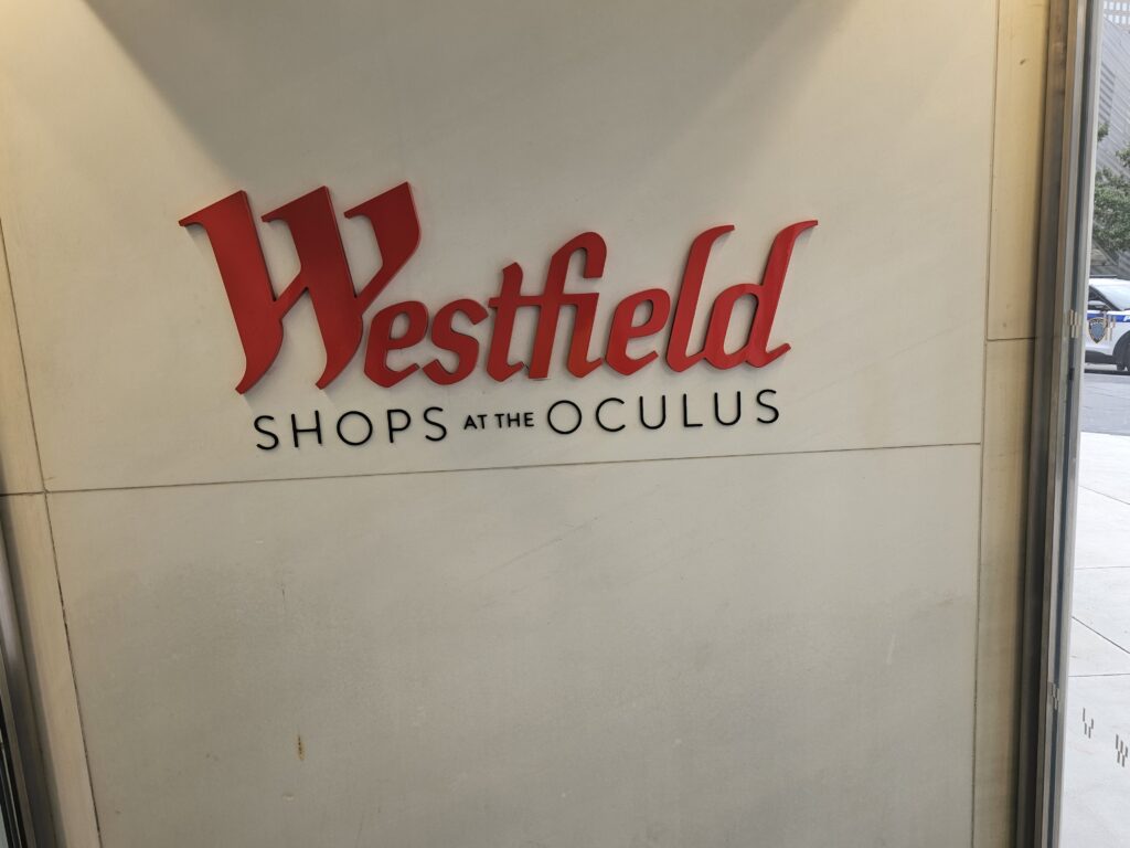 Westfield Shops at the Oculus World Trade Center transit hub near National September 11 Memorial