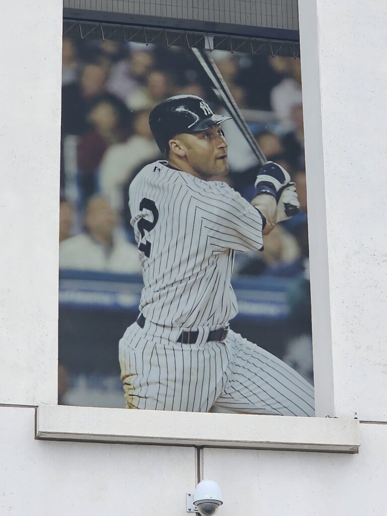 Derek Jeter legend banner displayed at Yankee Stadium