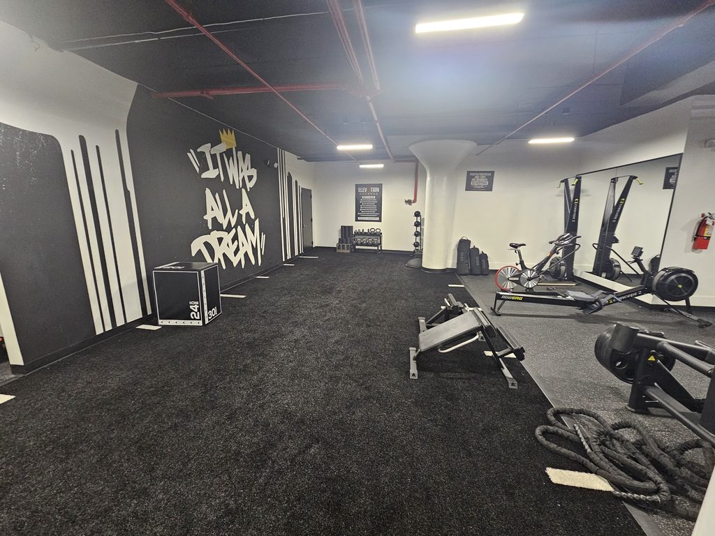 Free-weight training area inside Elev8tion Fitness Bronx