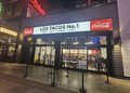 Manhattan West plaza at night steps from Los Tacos No.1 NYC