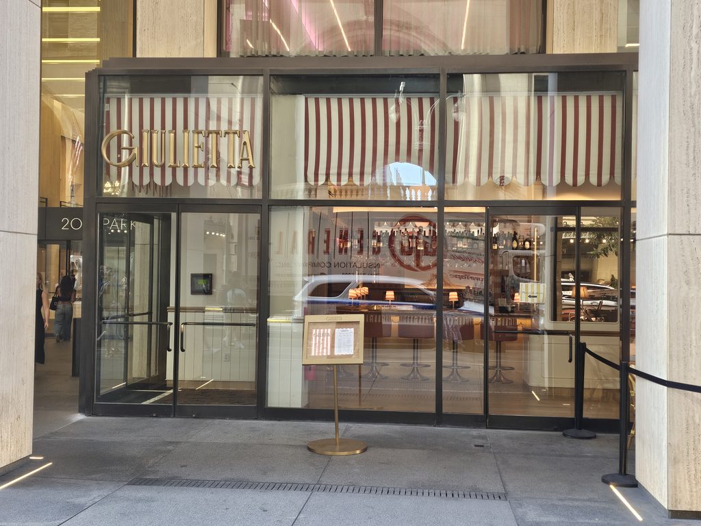 Giulietta NYC restaurant entrance at 200 Park Avenue in Midtown East