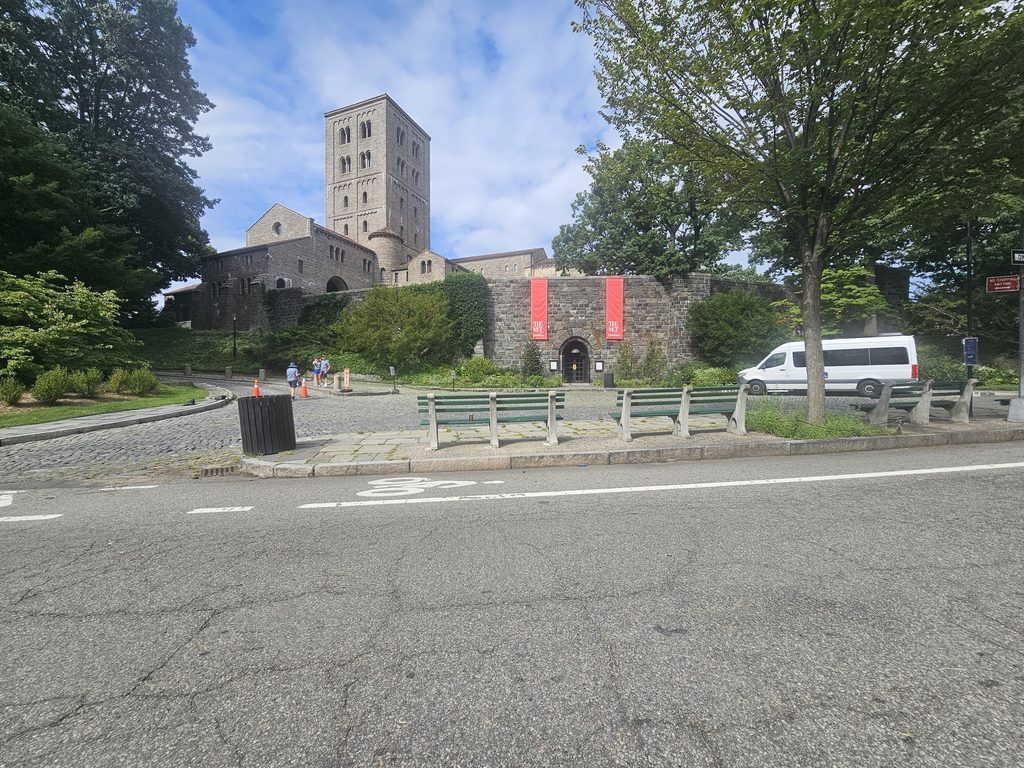 The Met Cloisters building viewed from Fort Tryon Park NYC