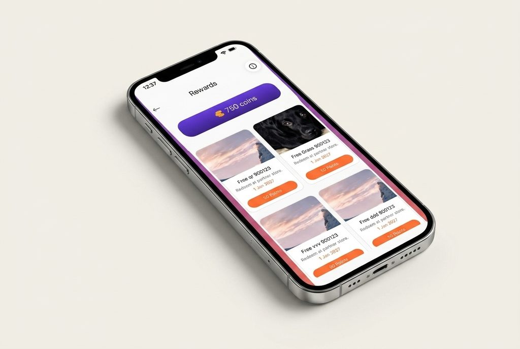 Chillnpark parking app dashboard, navigation, and rewards feature screenshot