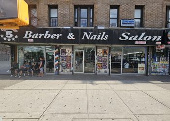 Vianca 5 Star Barber & Nails Salon NYC storefront sign on Nagle Avenue in Inwood, Manhattan