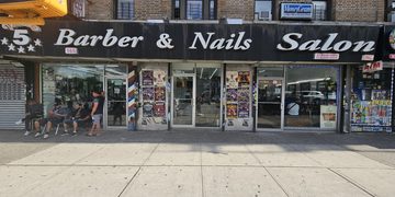 Vianca 5 Star Barber & Nails Salon NYC storefront sign on Nagle Avenue in Inwood, Manhattan