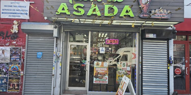 Tacos De Asada No. 40 NYC storefront on Dyckman Street