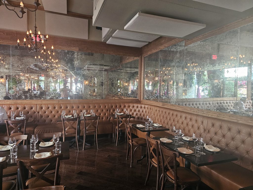 A closer view of the bar and warm interior details.