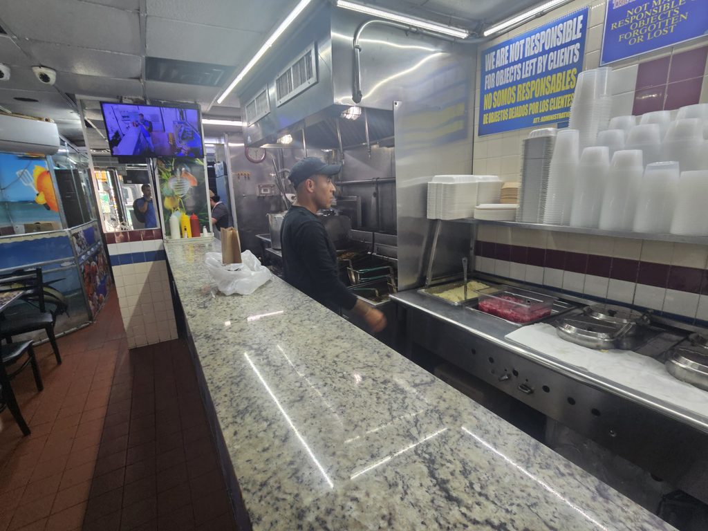 The compact counter-service setup keeps the focus on fresh-to-order food.