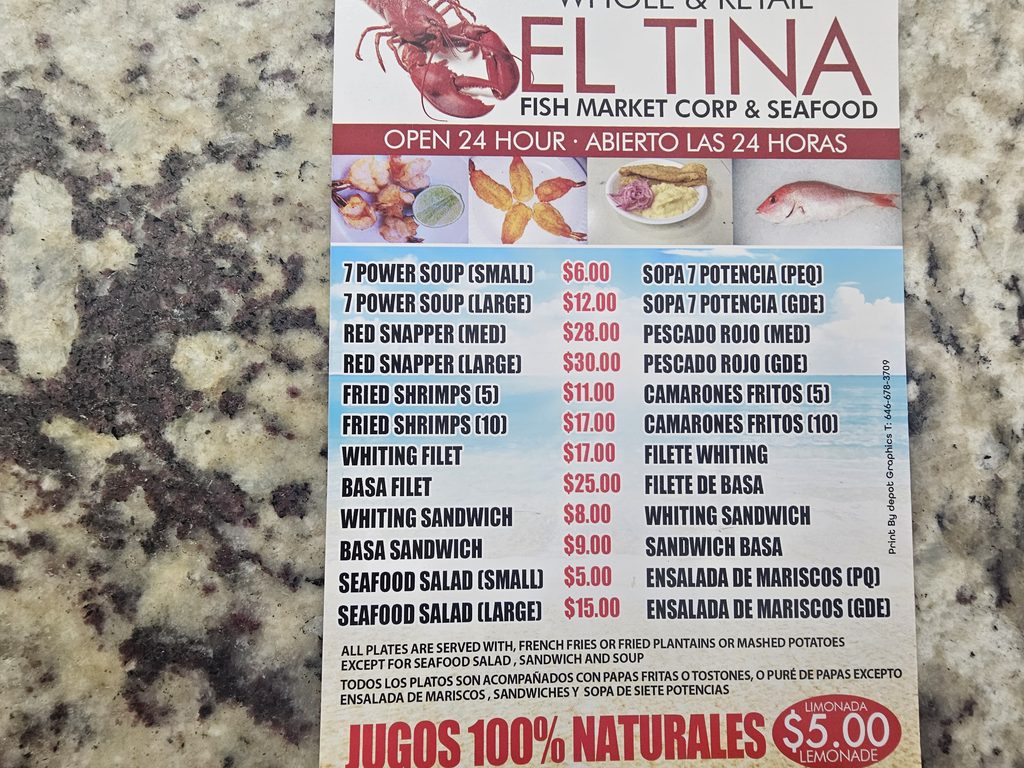 Menu board — useful reference for visitors deciding what to order.