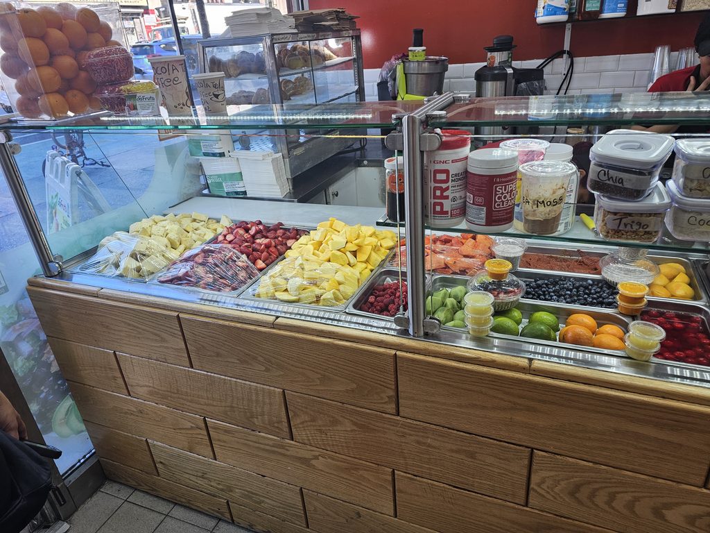 Colorful fresh fruit selection at DisFruta Juice Bar NYC