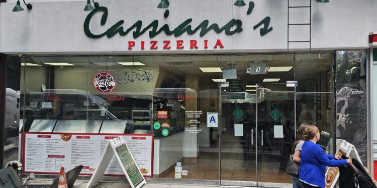 Cassiano’s Pizza NYC storefront on 3rd Avenue in Midtown East Manhattan