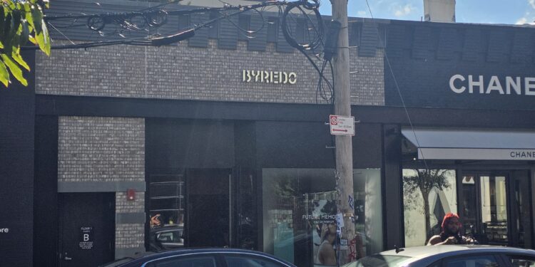 BYREDO Williamsburg storefront at 132 N 6th Street in Brooklyn, next to Chanel