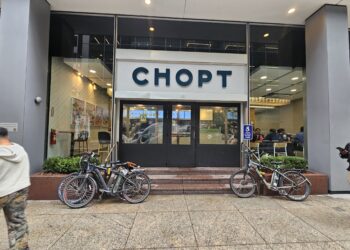 Chopt Midtown Manhattan storefront on West 51st Street with bikes parked out front